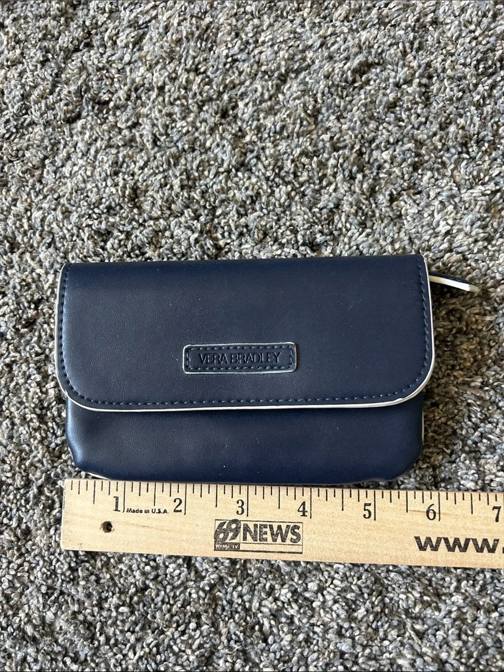 Vera Bradley Navy Leather-Look Wristlet and Zip Wallet Set
